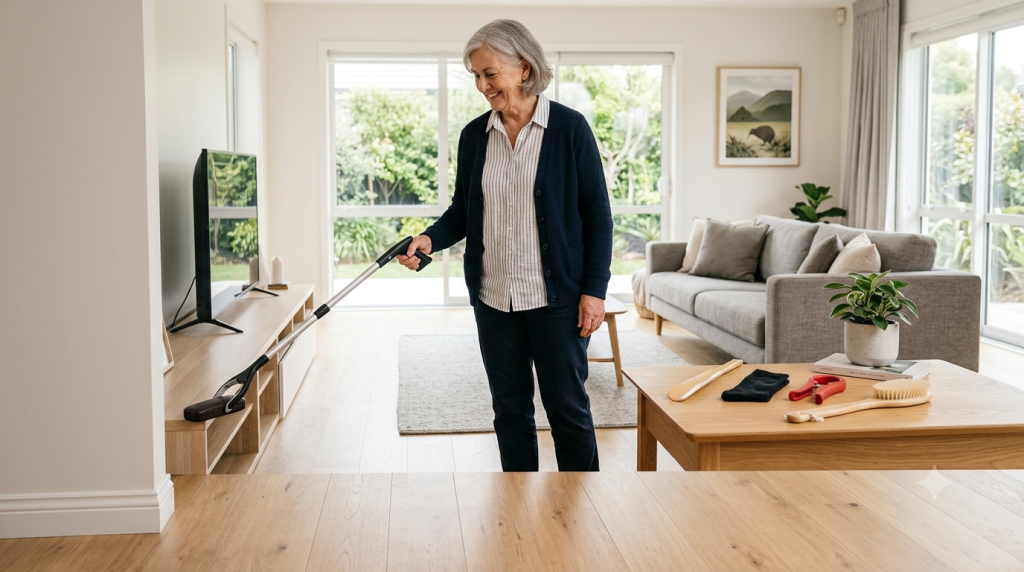 Daily living aids for seniors in New Zealand including reachers and dressing helpers