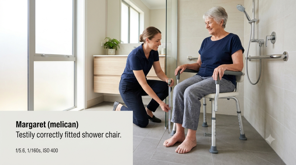 Checking what size shower chair a senior needs in New Zealand