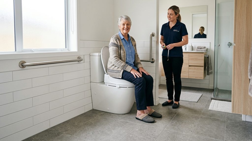 Checking raised toilet seat height for seniors in New Zealand